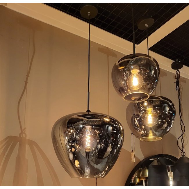 Light en Living Hanglamp MAYSON mat zwart met smoke glas - Diverse maten