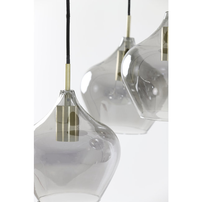 Light en Living Hanglamp RAKEL 5-lichts Ø61x66 cm Antiek Brons & Smoke