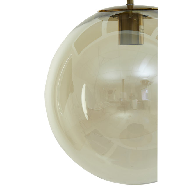 Light en Living Hanglamp Medina antiek  brons + glas amber - 2 maten