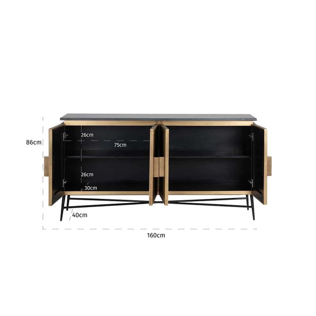 Richmond Interiors  Dressoir Ironville 4-deuren (Gold)