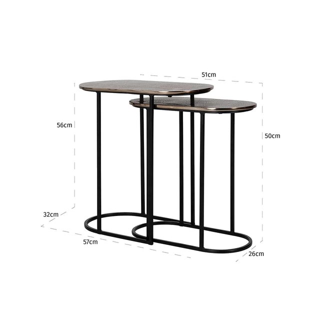 Richmond Interiors  Bijzettafel Chandon set van 2 (Champagne gold)