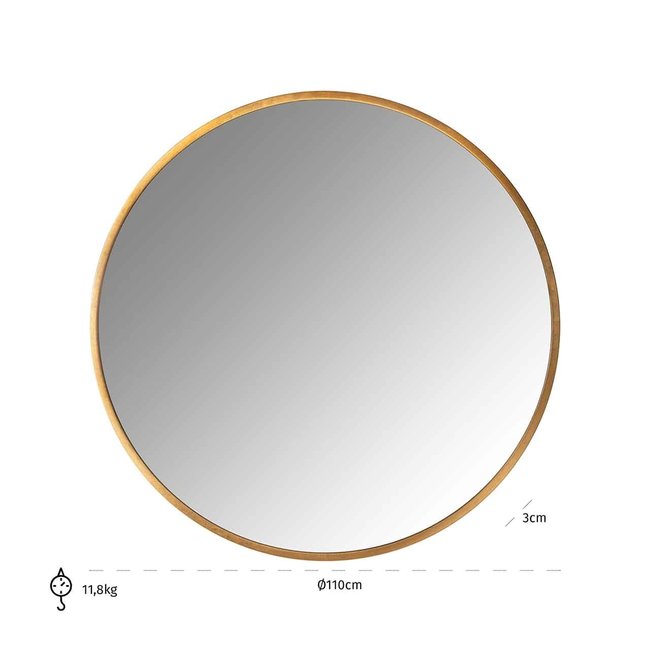 Richmond Interiors  Spiegel Maevy goud 110Ø - Luxe Ronde Wandspiegel