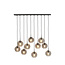 Light en Living Hanglamp 10L 124x35x120 cm SUBAR mat zwart & smoke glas