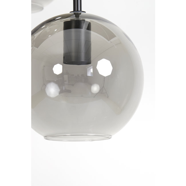 Light en Living Hanglamp 10L 124x35x120 cm SUBAR mat zwart & smoke glas
