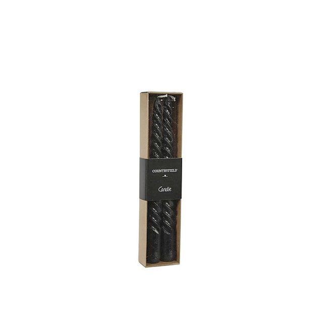 Countryfield Kaars Twirly set van 2 zwarte kaarsen