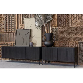 Woood New Gravure Tv Meubel 150 Cm Grenen Zwart [fsc]