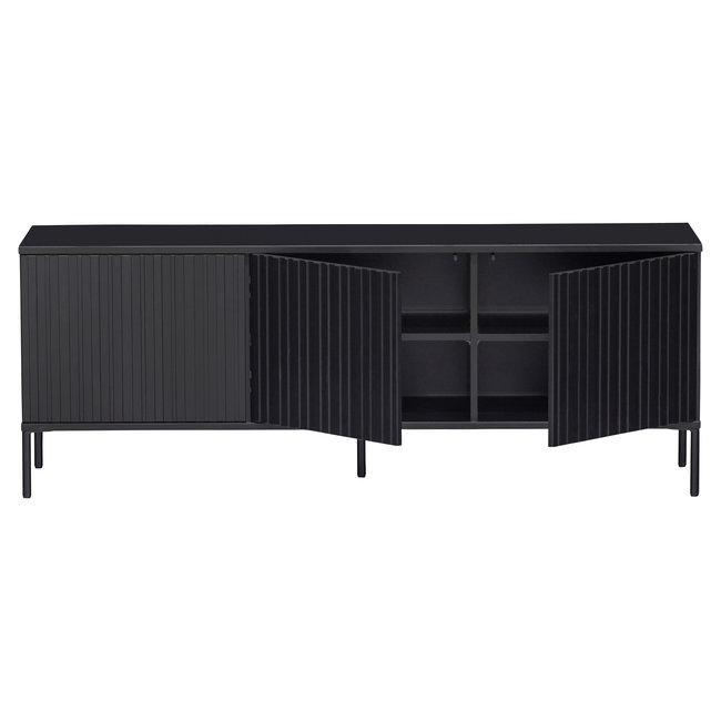 Woood New Gravure Tv Meubel 150 Cm Grenen Zwart [fsc]