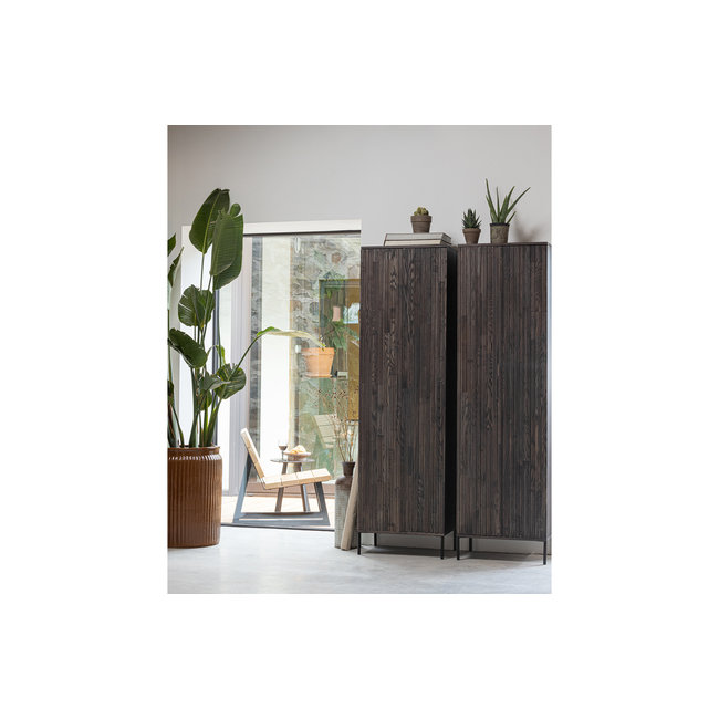 Woood New Gravure Hoge Kast Met Lade Essen Espresso [fsc]