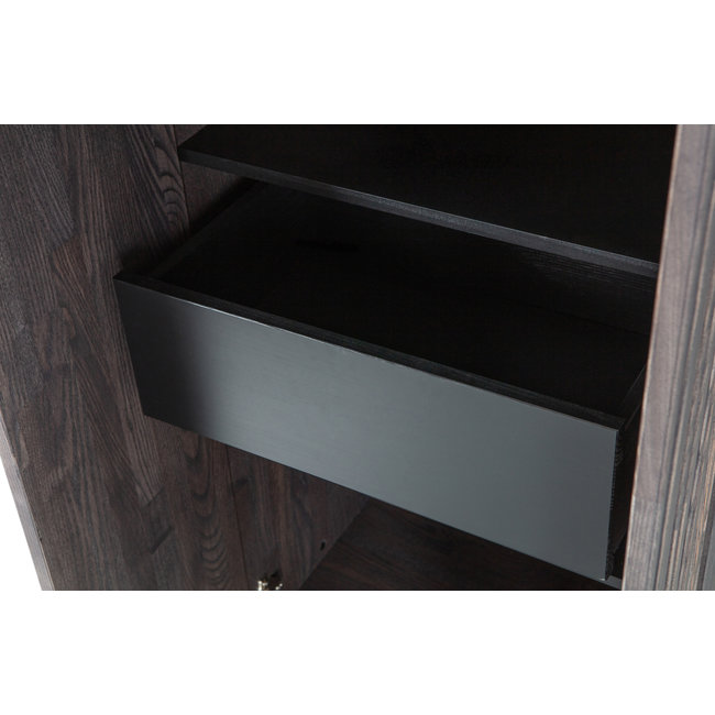Woood New Gravure Hoge Kast Met Lade Essen Espresso [fsc]
