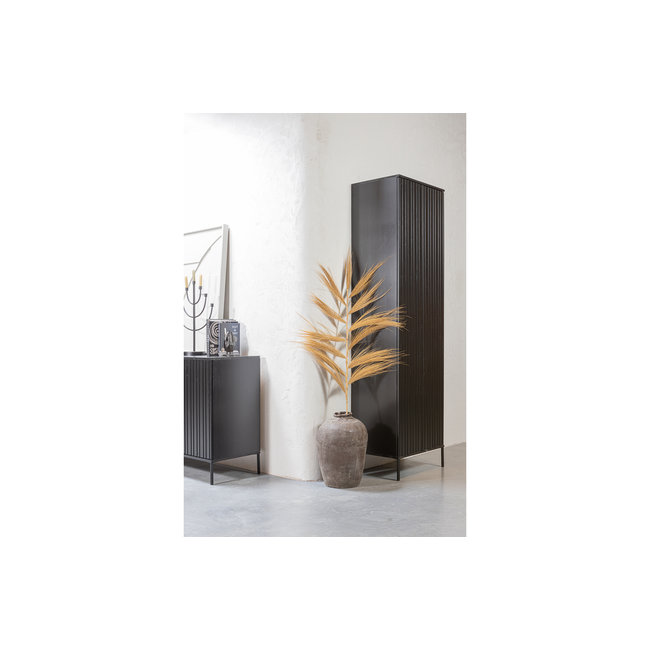 Woood New Gravure Hoge Kast Met Lade Grenen Zwart [fsc]