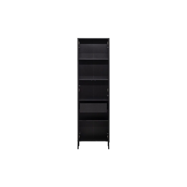 Woood New Gravure Hoge Kast Met Lade Grenen Zwart [fsc]