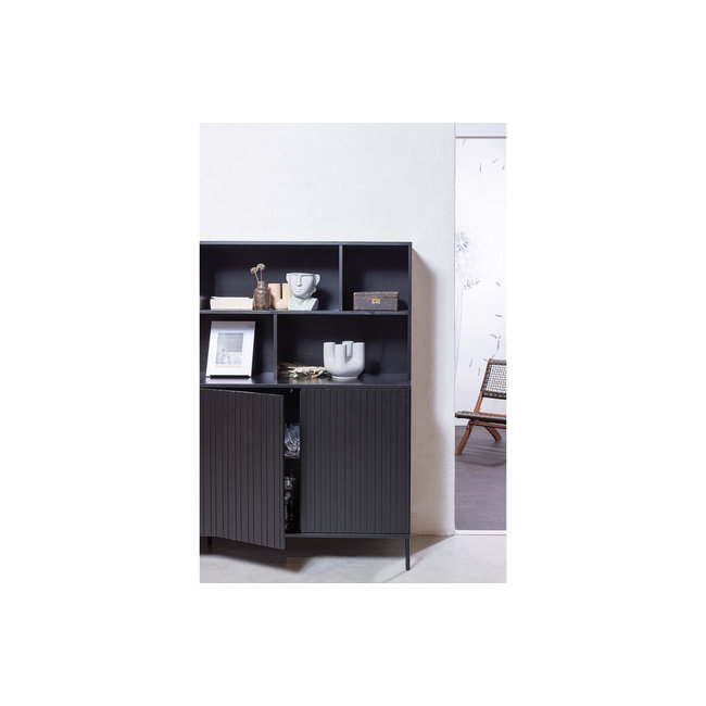 Woood New Gravure Wandkast Grenen Zwart [fsc]