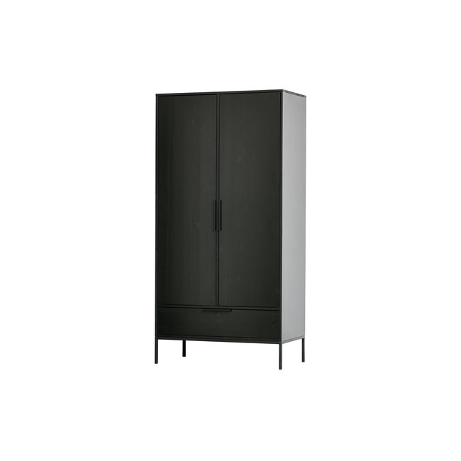 Woood Adam 2-deurs Kast Grenen Zwart [fsc]