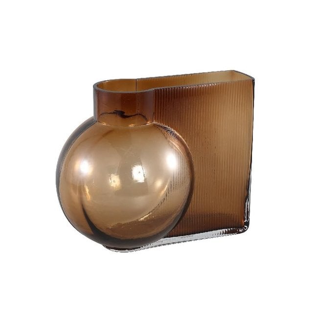 PTMD PTMD Vaas Nira Bruin - Decoratieve Glasvaas - Groot