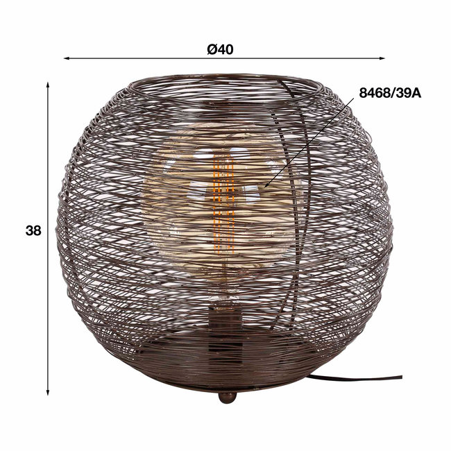 WoonStijl Tafellamp Ø40 web XL Zwart Nikkel