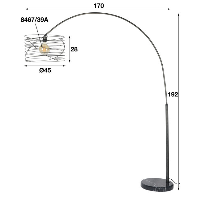 WoonStijl Booglamp Ø45 Curl