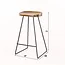 WoonStijl Vintage Barstoel met Acaciahouten Zitting en Zwart Metalen Frame