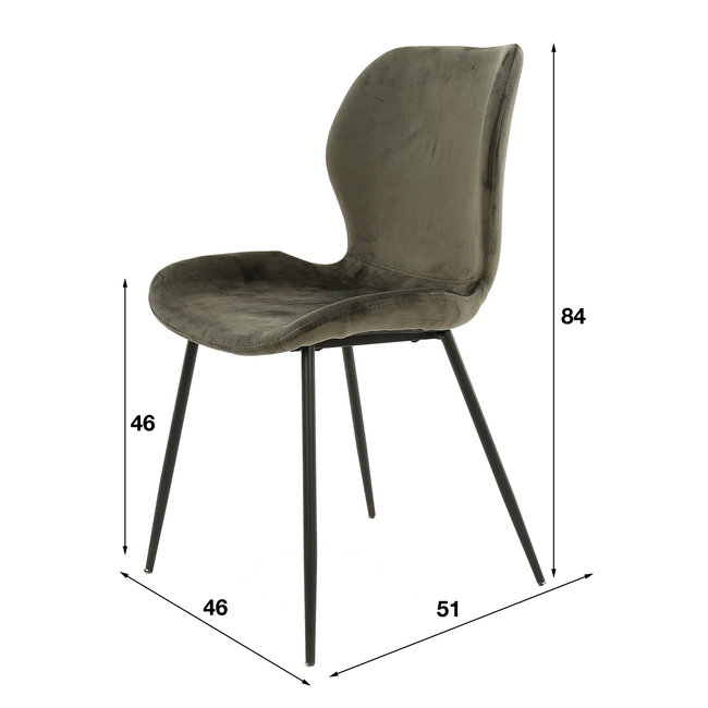 WoonStijl Stoel velvet ronde buis Antraciet velvet