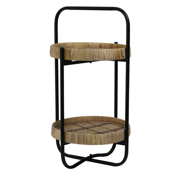 Light en Living Etagère LORENA 2-laags Ø33x59,5 cm - Naturel/Zwart van Light & Living