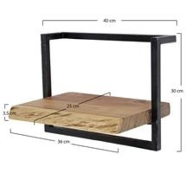 WoonStijl Wandplank Live Edge 40 cm - Industrieel Acaciahout