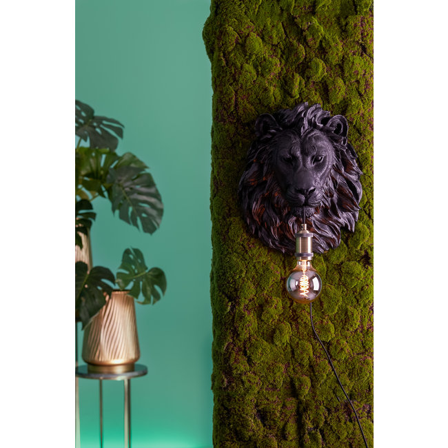 Light en Living Wandlamp 33,5x19x40,5 cm LION mat  zwart