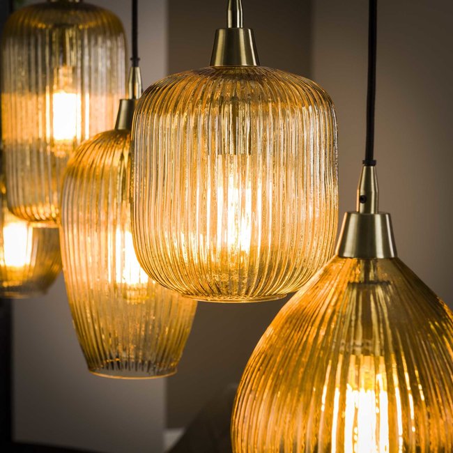 WoonStijl Hanglamp 5L stripe glass mix