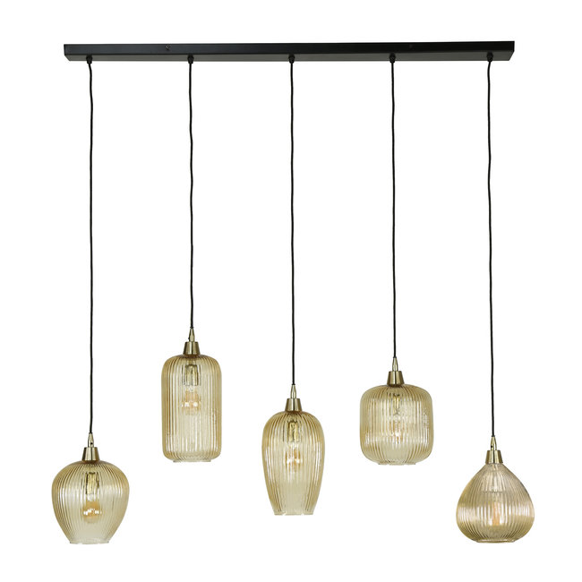 WoonStijl Hanglamp 5L stripe glass mix