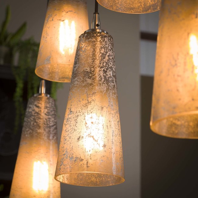 WoonStijl Hanglamp 7L kegel stone