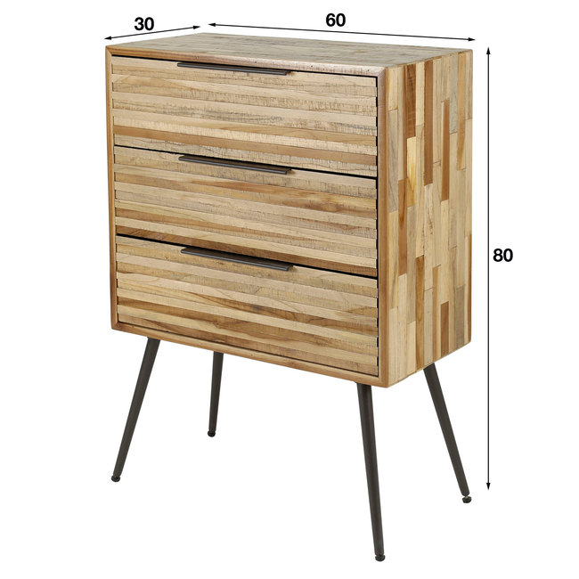 WoonStijl Ladekast 3L Teca strip