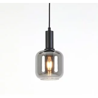 Light en Living Hanglamp LEKAR Ø21x37 cm - Zwart & Smoke Glas