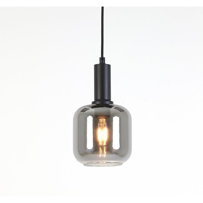 Light en Living Hanglamp LEKAR Ø21x37 cm - Zwart & Smoke Glas