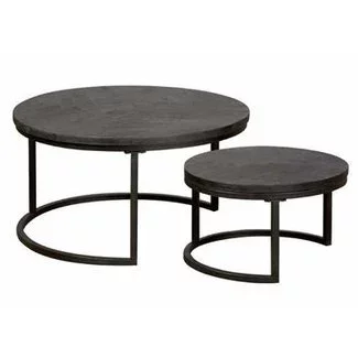 Tower Living Salontafel set van 2 Viola rond 70/55 – zwart