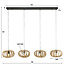 WoonStijl Hanglamp 4L stripes