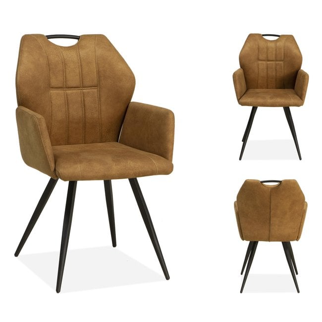 WoonMax Eettafelstoel Puck Zorro - Cognac, Antraciet, Groen, Clay, Zand of Taupe