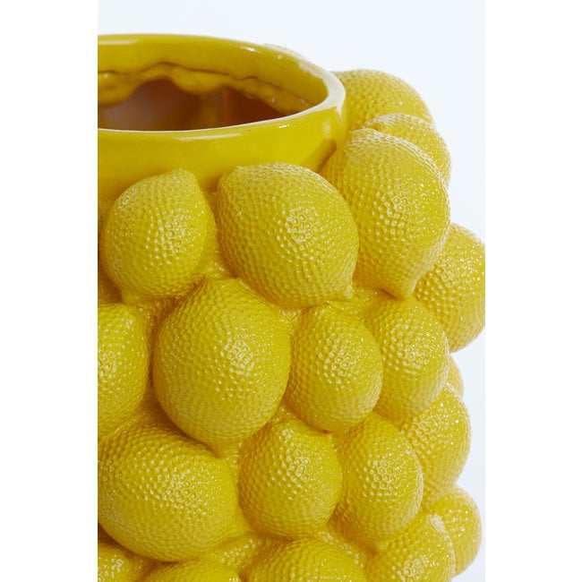 Light en Living Vaas deco LEMON geel - 14 cm hoog