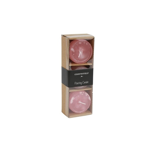 Countryfield Drijfkaars Bollie set van 3 roze - diverse afmetingen