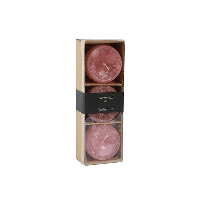 Countryfield Drijfkaars Bollie set van 3 roze - diverse afmetingen