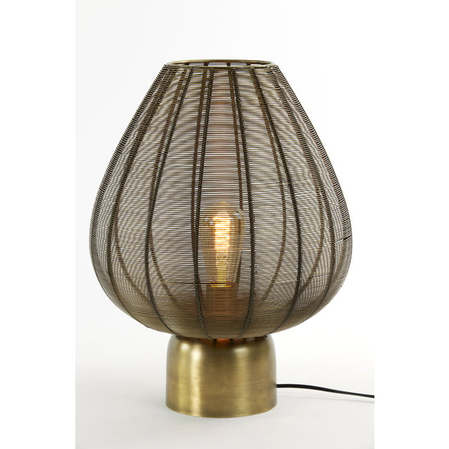 Light en Living Tafellamp Suneko antiek brons - Ø 25 x 34 cm