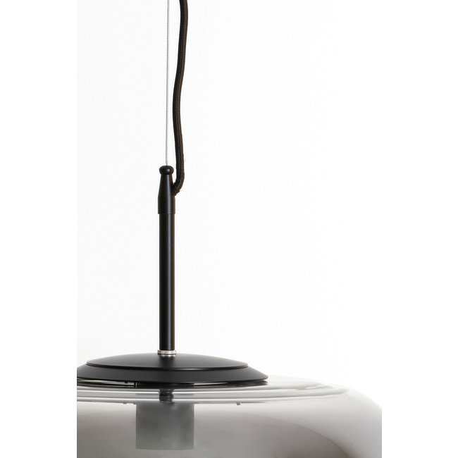 Light en Living Hanglamp MISTY glas smoke + mat zwart - 2 maten