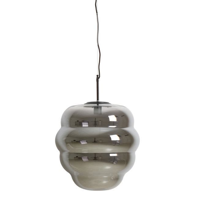 Light en Living Hanglamp MISTY glas smoke + mat zwart - 2 maten