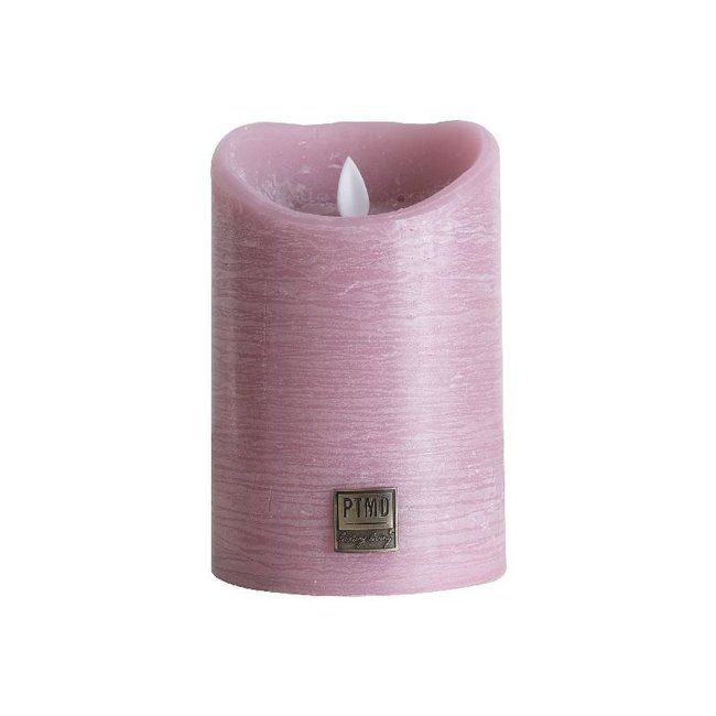 PTMD LED Licht Kaars rustiek roze met beweegbare vlam M