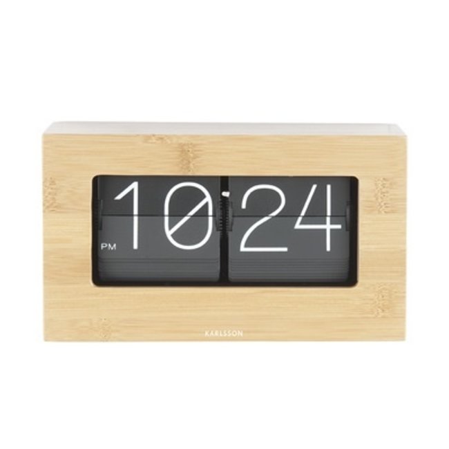 Karlsson Wand-/Tafelklok Boxed Flip Bamboo