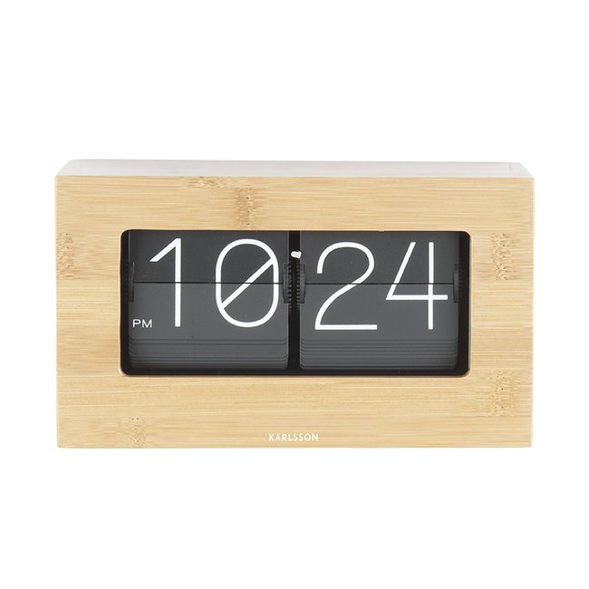 Karlsson Wand-/Tafelklok Boxed Flip Bamboo