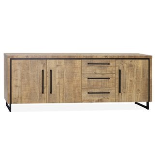 WoonMax Rimini dressoir 3 deurs - 3 lades Lamulux mango 225 cm