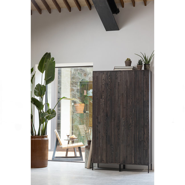 Woood New Gravure Hoge Kast Met Lade Essen Espresso [fsc]