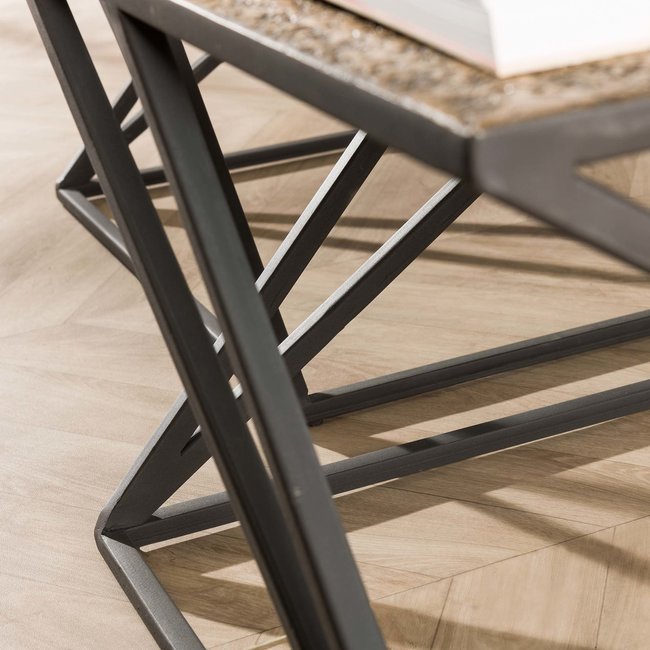 WoonStijl Salontafel set van 2 X cross metallic