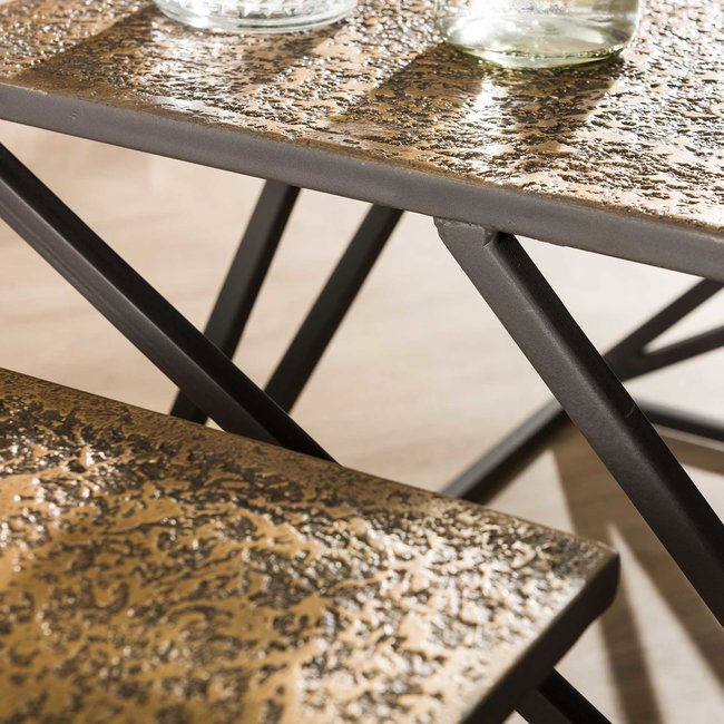WoonStijl Salontafel set van 2 X cross metallic