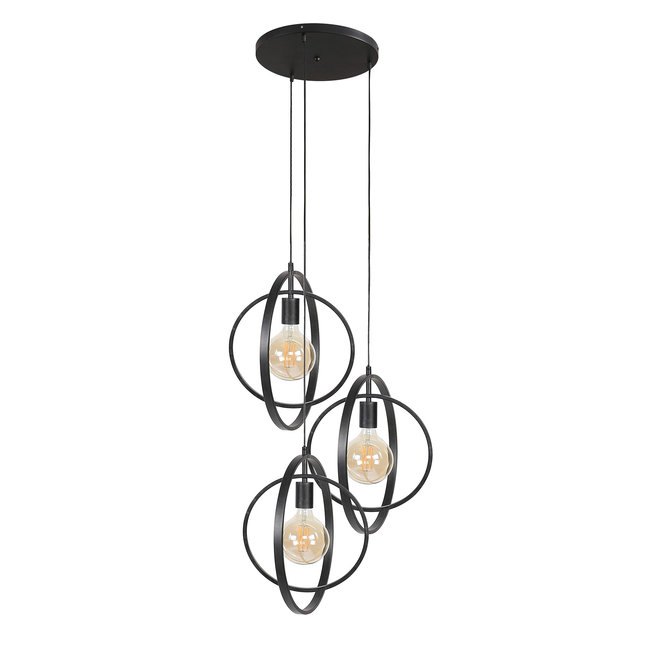 WoonStijl Industriële Hanglamp 3L Turn around getrapt - Charcoal