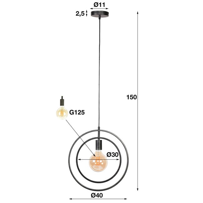WoonStijl Hanglamp 1L Turn around - Industrieel design
