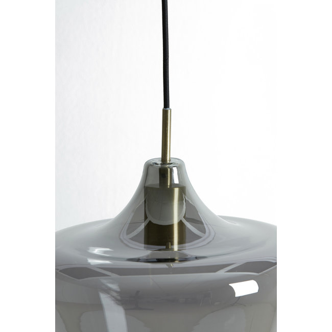 Light en Living Hanglamp Ø30x30 cm SOLLY antiek brons+smoke glas